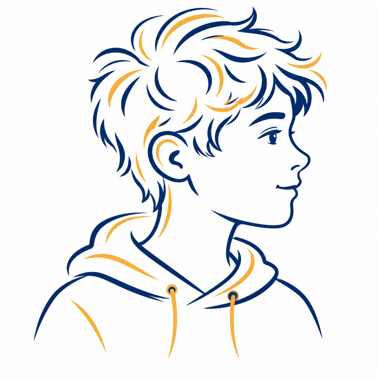 Illustration d’un enfant de profil, éclairé en bleu et jaune, pour une page de psychologue pour enfants à Aubagne